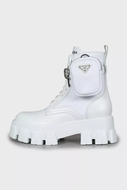 Monolith white leather boots