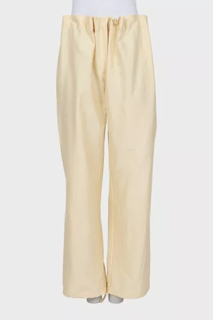 Cotton and linen trousers with tag