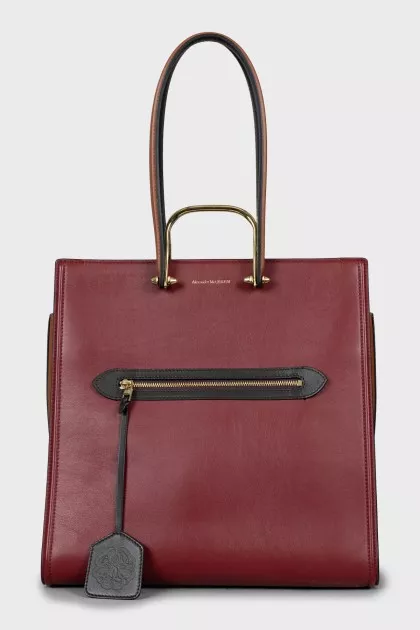Leather Tote Bag with Double Handles