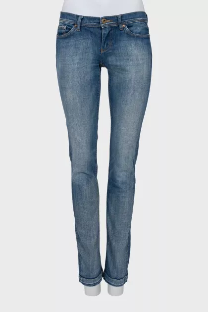 Blue low rise skinny jeans