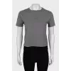 Cropped T-shirt with embossed logo