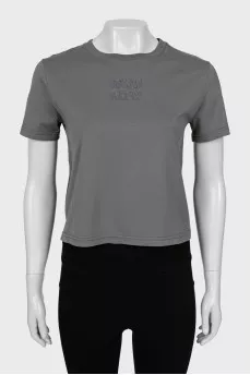 Cropped T-shirt with embossed logo