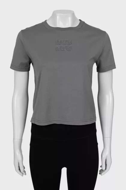 Cropped T-shirt with embossed logo