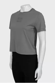 Cropped T-shirt with embossed logo