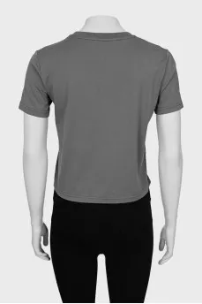 Cropped T-shirt with embossed logo