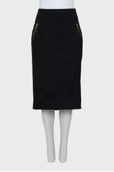 Black printed pencil skirt