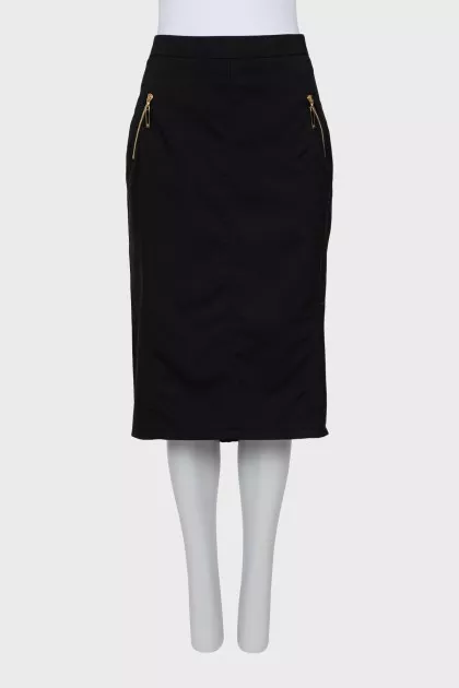 Black printed pencil skirt