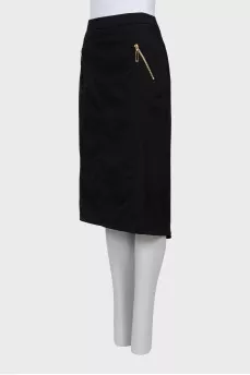 Black printed pencil skirt