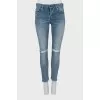 Blue jeans with raw hem