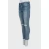 Blue jeans with raw hem