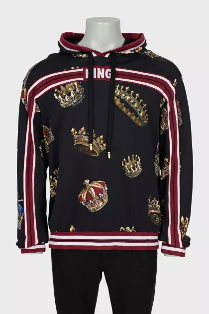 Men's hoodie with combined print