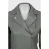 Cropped green leather jacket