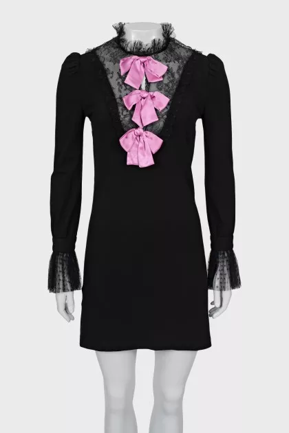 A-line dress with mesh inserts