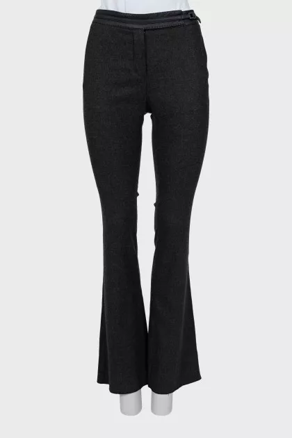 Gray cashmere flared trousers