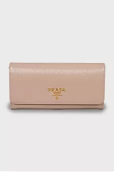 Beige wallet with golden logo