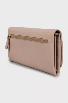 Beige wallet with golden logo