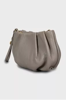 Leather clutch with gold logo