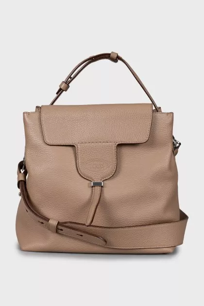 Leather crossbody bag with embossed logo