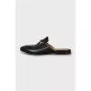 Leather mules with gold hardware