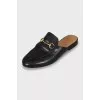 Leather mules with gold hardware