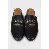 Leather mules with gold hardware