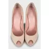 Suede shoes with shiny soles