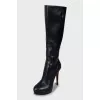 Leather boots with stiletto heels