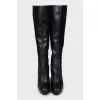 Leather boots with stiletto heels