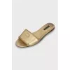 Gold embossed leather flip flops