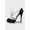 Two-tone leather stiletto heels