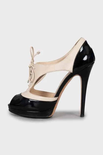 Two-tone leather stiletto heels