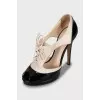 Two-tone leather stiletto heels