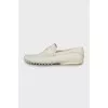 Men's white loafers with embossed leather