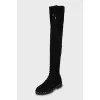 Black suede lace up over the knee boots