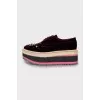 Velour slip-ons with high soles