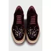 Velour slip-ons with high soles