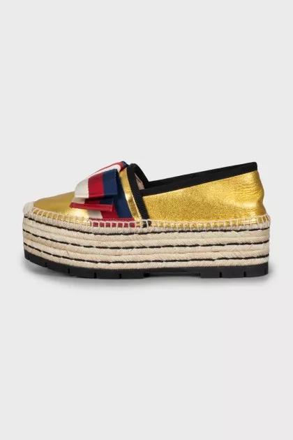 Leather espadrilles with bow