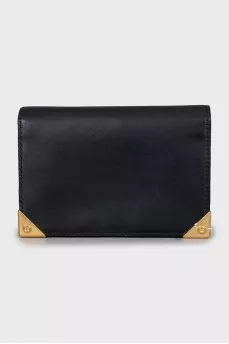 Leather wallet with gold decor