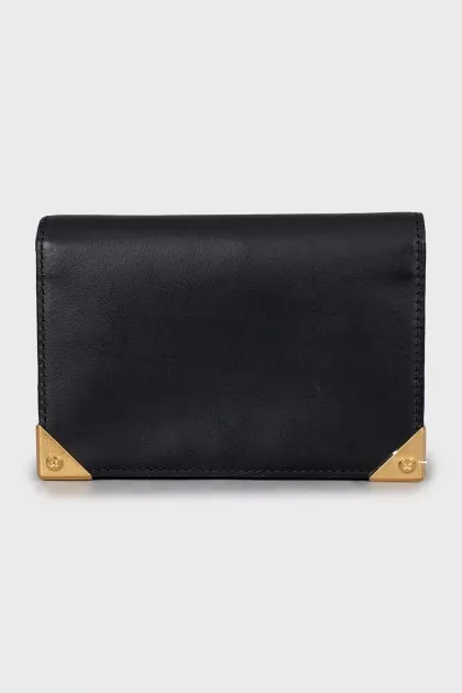 Leather wallet with gold decor
