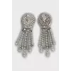 Silver earrings with crystals and tag
