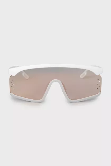 White glasses mask with logo