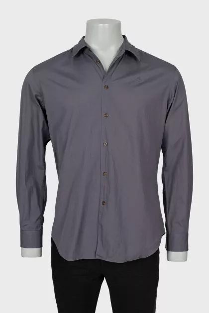 Men's Vintage Shirt With Embroidered Logo