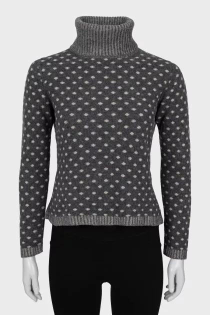 Polka Dot Turtleneck Sweater