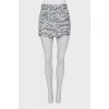 Velvet mini skirt with print