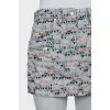 Velvet mini skirt with print