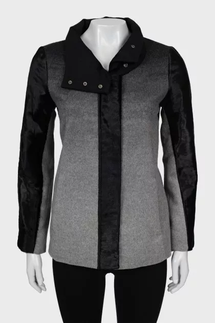 Gradient jacket with leather inserts