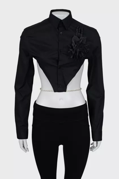Black tie-up top shirt