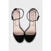 Black suede stiletto heel sandals