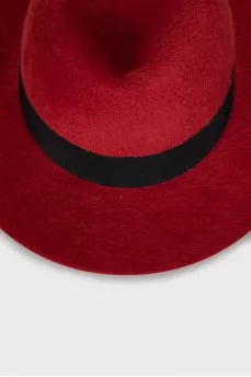 Red felt hat with ribbon