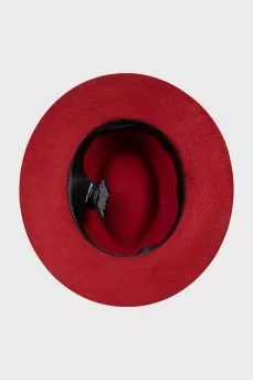 Red felt hat with ribbon